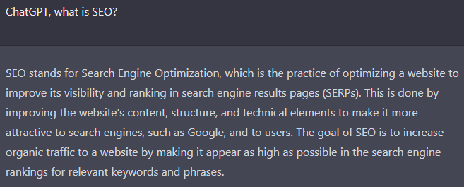 Screenshot of ChatGPT answering 