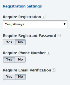 Real Estate Webmasters registration settings