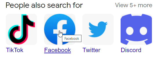 screenshot of social media icons showing a title tag tooltip