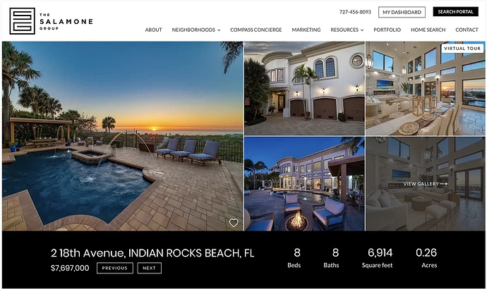 Salamone Group - Listing page with virtual tour option