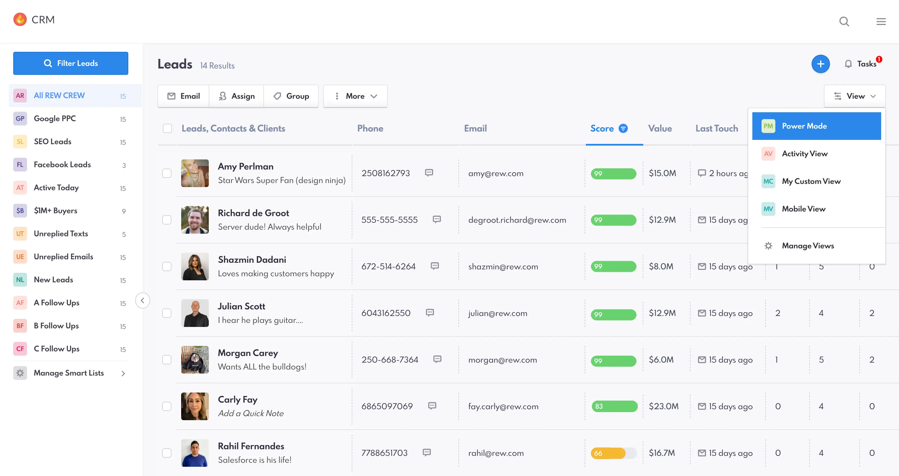 REW New CRM screenshot