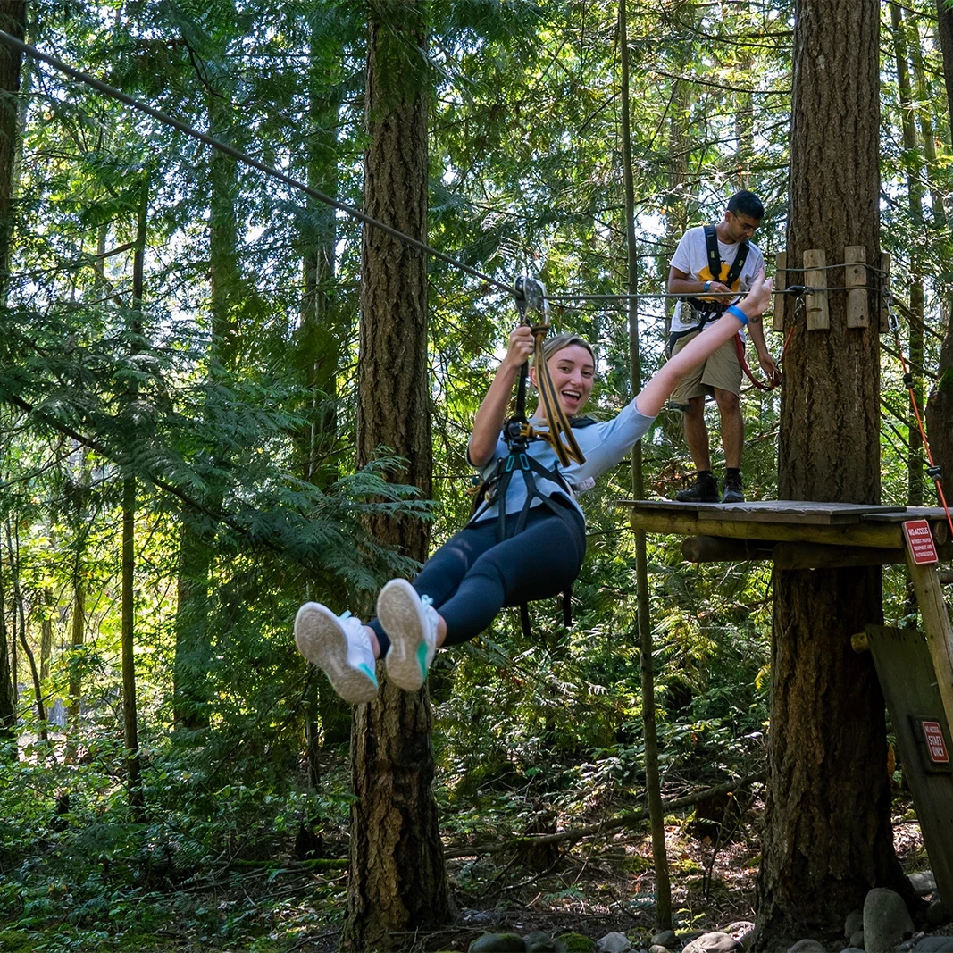 Laura Sullivan on a zipline