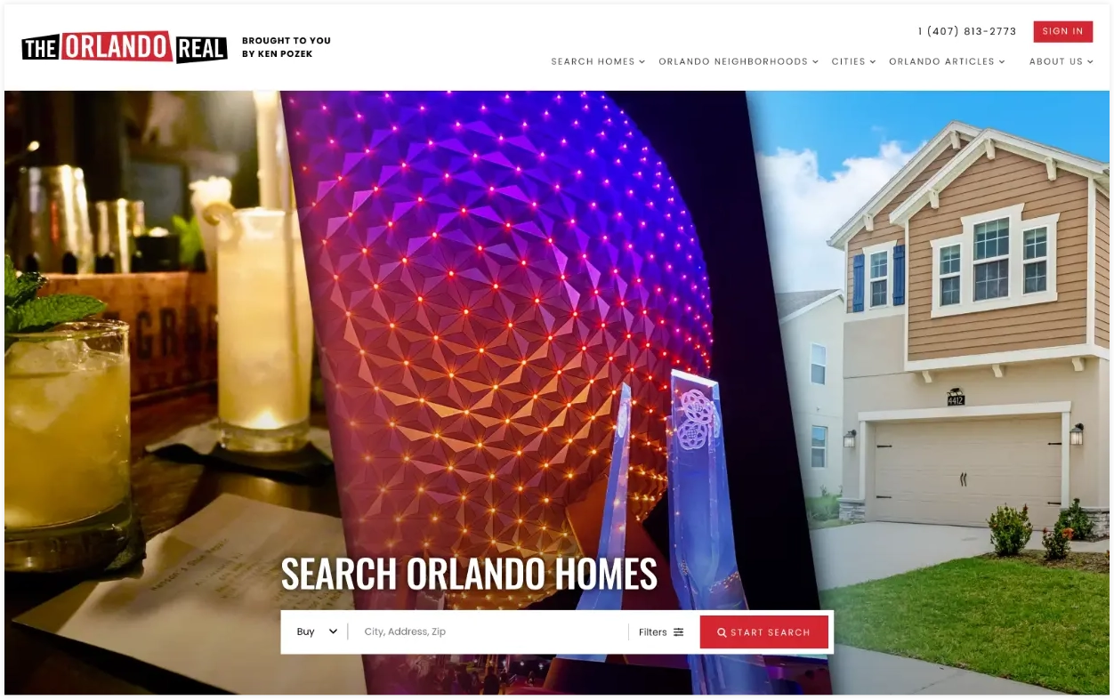 Screenshot of The Orlando Real website homepage