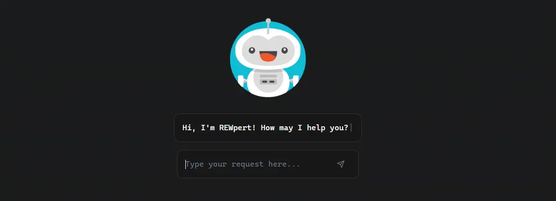 Screenshot of Real Estate Webmaster's REWpert AI Chatbot tool