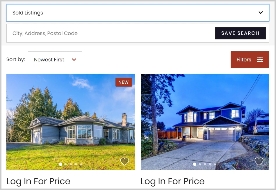 Screen shot of sold home listing feed